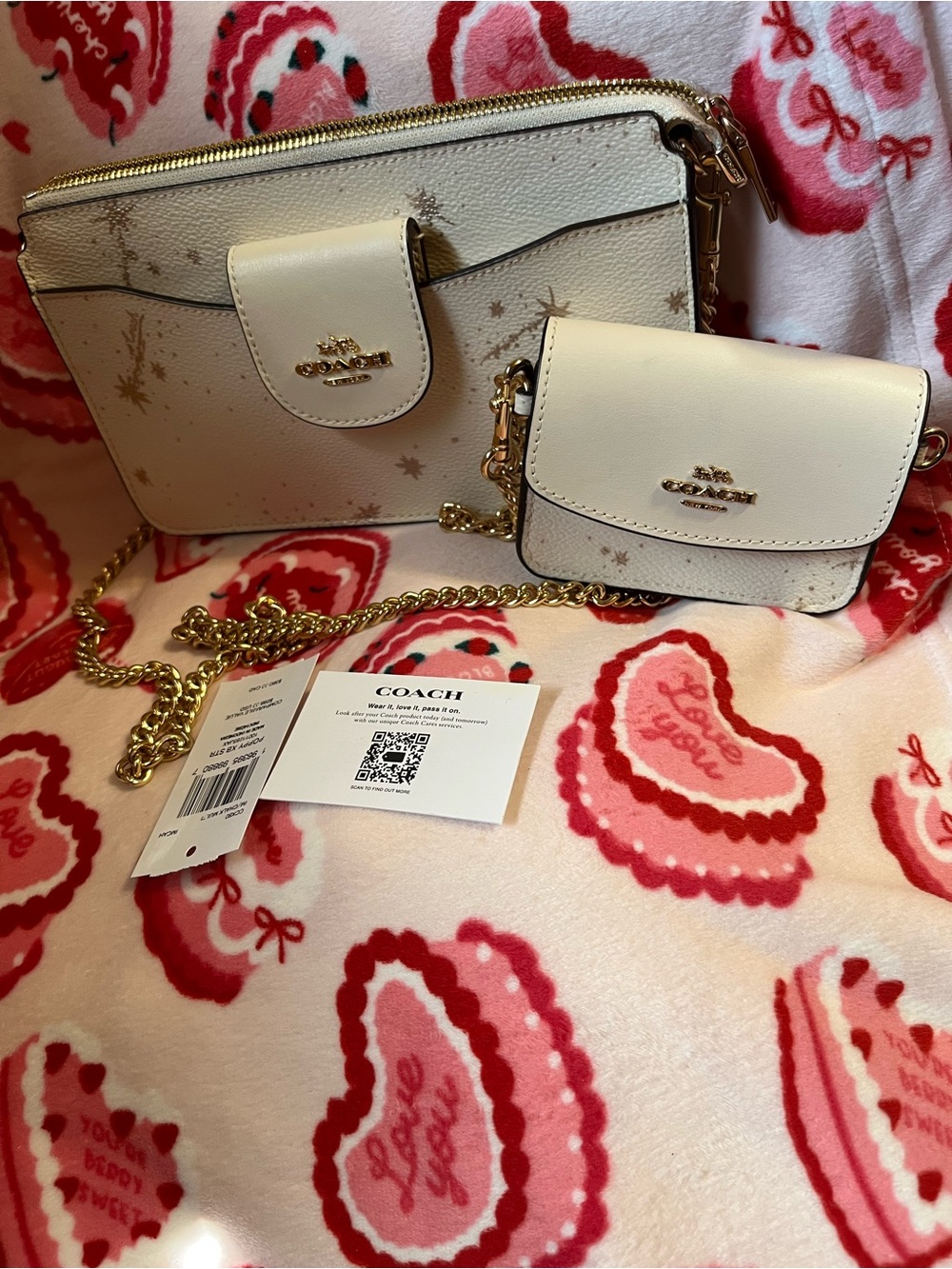 Coach Cream Star-Print Crossbody Set with Coin Pouch